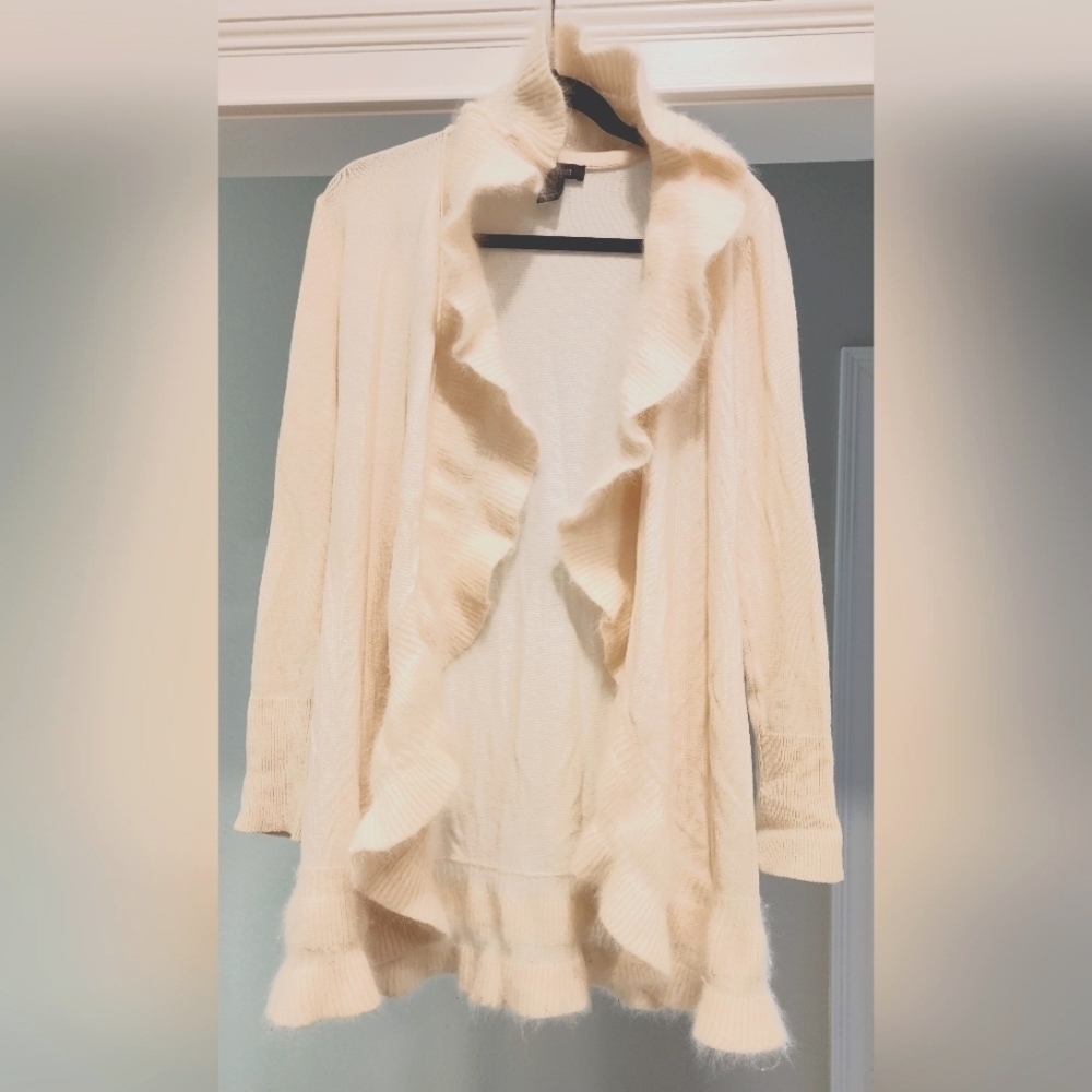 Wool Rabbit Hair Blend Flowy Cardigan Jacket Size Small